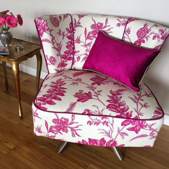 1950 pink chair re-upholstered
